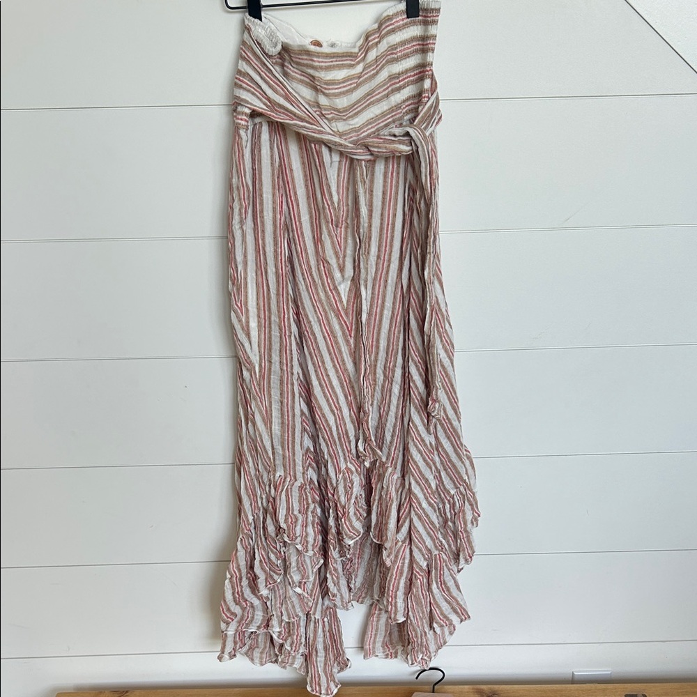 Striped Midi Skirt in Red and White